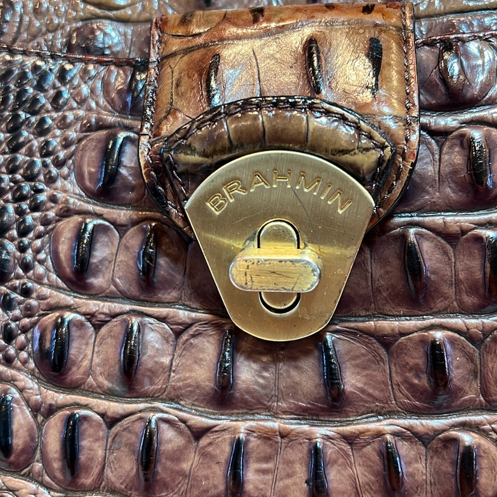 Brahmin Colette Melbourne croc embossed leather in pecan brown shoulder bag - Picture 3 of 17
